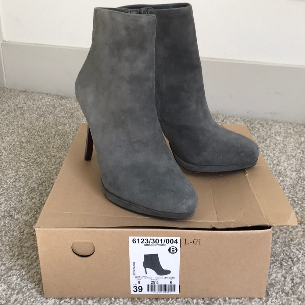 Zara grey suede ankle booties